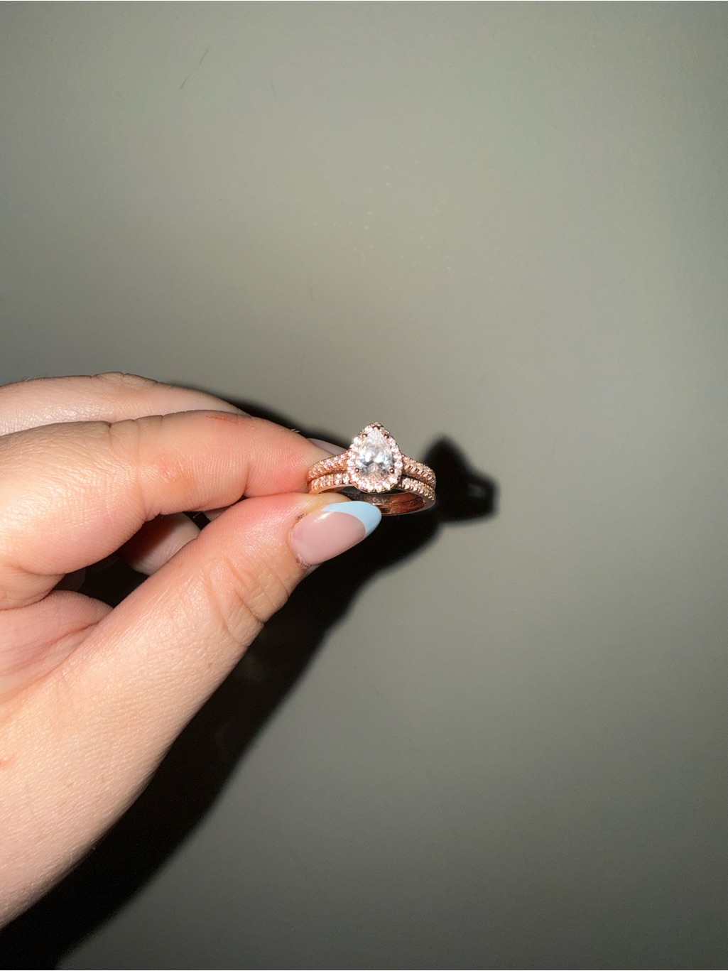 Rose Gold Pear Halo Engagement Ring With Pav Band